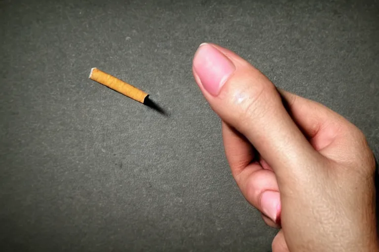 Image similar to thin hand with five 5 fingers holding a cigarette in hand, hyper realistic, highly detailed, photo realistic