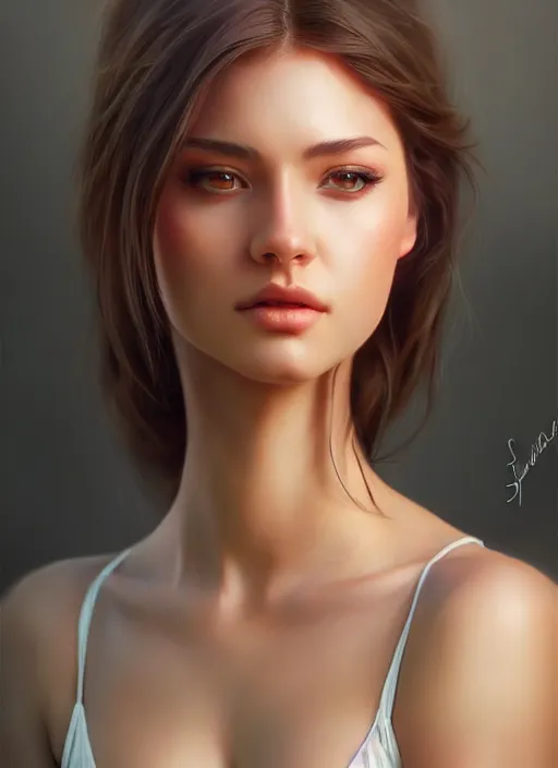 Image similar to photo of a gorgeous young woman in the style of stefan kostic, realistic, sharp focus, 8k high definition, insanely detailed, intricate, elegant, art by stanley lau and artgerm