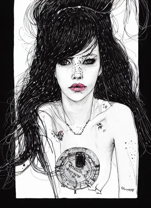 Image similar to a portrait of a pretty sewer punk young lady by kaethe butcher