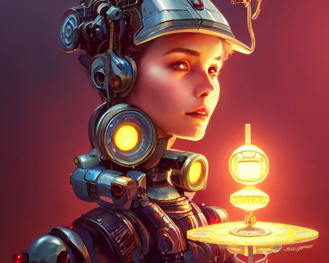 Image similar to shortcircuit johnny 5, deep focus, d & d, fantasy, intricate, elegant, highly detailed, digital painting, artstation, concept art, matte, sharp focus, illustration, hearthstone, art by artgerm and greg rutkowski and alphonse mucha