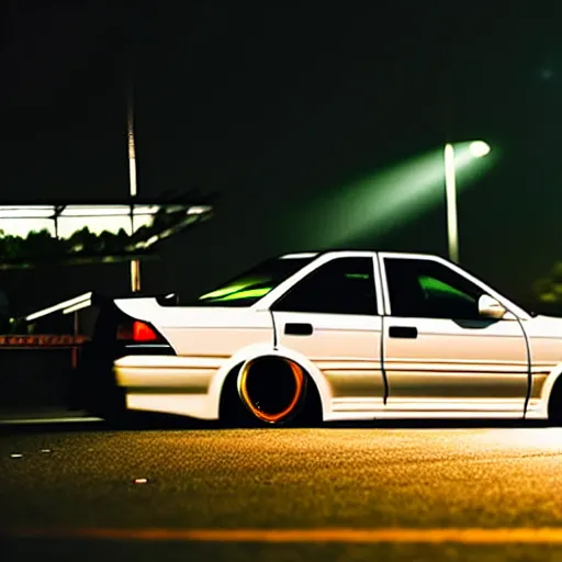 Prompt: a car JZX100 turbo drift at illegal car meet, Gunma prefecture, city midnight mist lights, cinematic color, photorealistic, highly detailed wheels, 200MM