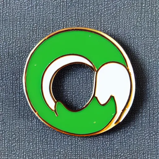 Image similar to a retro minimalistic circle enamel pin of an exploding jalapeno, use of negative space allowed, smooth curves