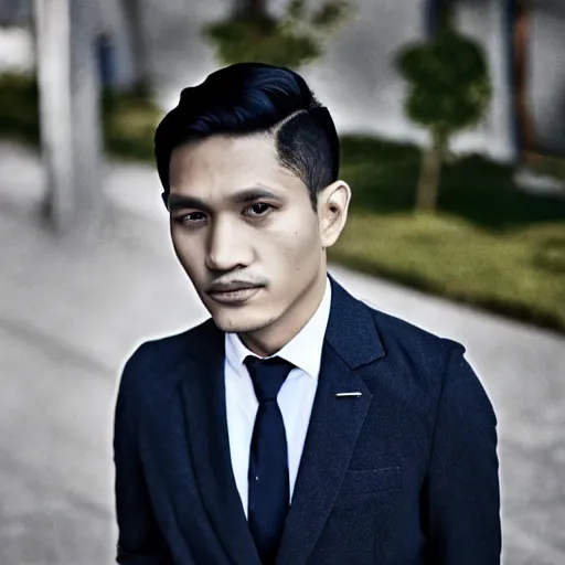 Image similar to outdoor portrait of jose rizal as a handsome young man in 2 0 2 2, 3 0 years old wearing stylish modern clothes, photo taken in 2 0 2 0, 3 5 mm f 1. 4 digital photo, matte colors