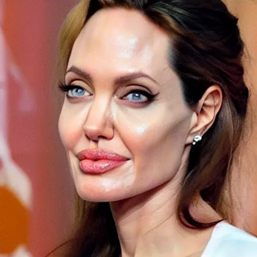 Image similar to angelina jolie face on an ( orange )