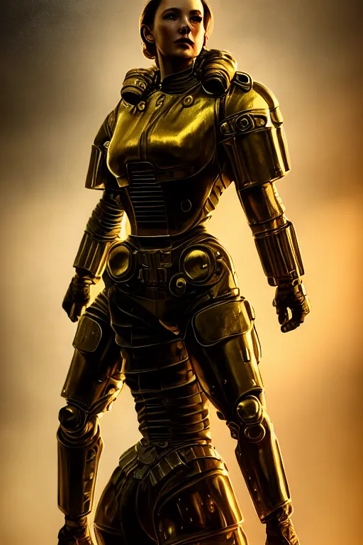 Image similar to unknown Fallout 5 character portrait, partially clothed in metal-plated ballistic armour, atmospheric lighting, painted, intricate, volumetric lighting, beautiful, golden hour, sharp focus, ultra detailed, by Leesha Hannigan, Ross Tran, Thierry Doizon, Kai Carpenter, Ignacio Fernández Ríos