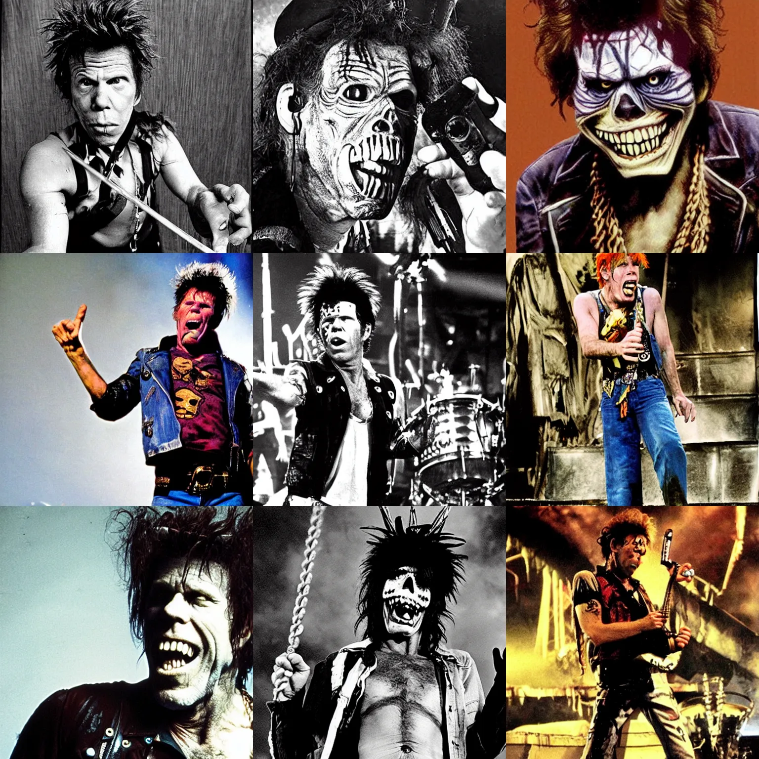 Prompt: Tom Waits as Eddie in Iron Maiden’s the trooper