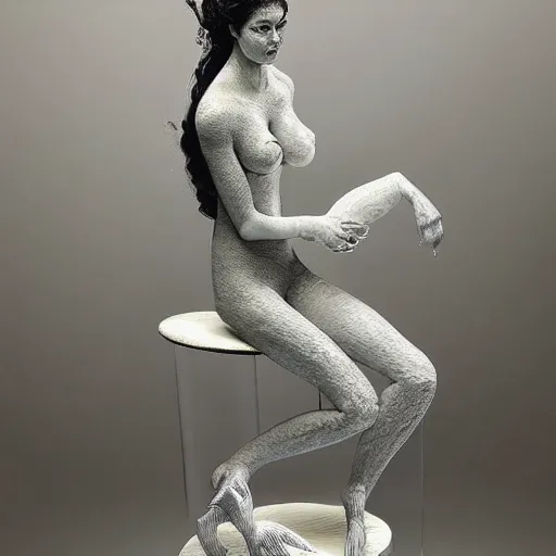 Image similar to 3 d sculpture of porcelain woman surrounded by plankton by kim jung gi