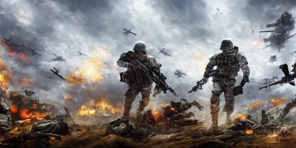 Prompt: epic battlefield painting