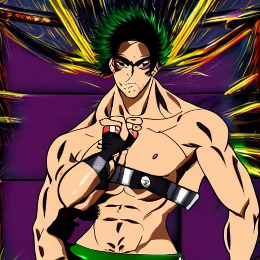 Prompt: gachimuchi in JoJo's bizarre adventure anime style