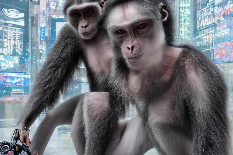 Prompt: Contamporary art fashion photography of ultra mega super hyper realistic detailed group of ultra mega super hyper realistic detailed monkey's in cyberpunk suits by Hiromasa Ogura . Photo shot from 30m distance on ultra mega super hyper Leica Q2 Camera, Rendered in VRAY and DaVinci Resolve and MAXWELL and LUMION 3D