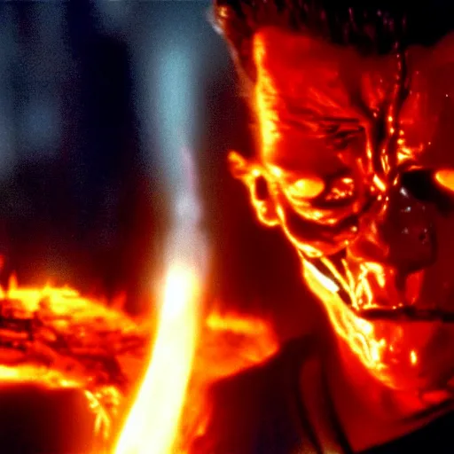 Image similar to t 1 0 0 0 from terminator 2 being molten by magma