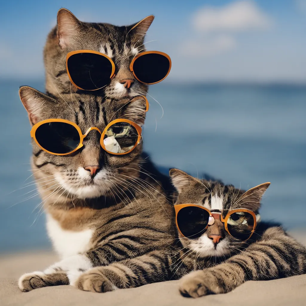 two cats wearing sunglasses