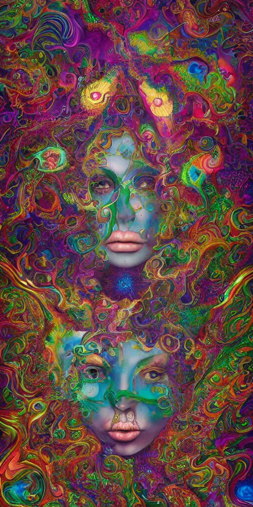 Prompt: a beautiful acrylic painting of psychedelia shapes in the infinite by hanna yata, geenss archenti flores, ben ridgway, intricate, elegant, highly detailed, digital painting, artstation, concept art, ambient occlusion, vray render,