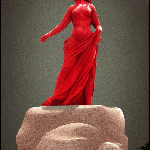 Image similar to a red statue in a sea shore, concept art