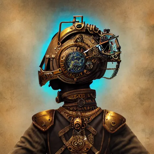 Prompt: dan mumford tom bagshaw, dream world curiosities carnival flying, photorealistic octane render poster of a single very beautiful helmet full long steampunk metallic armored ornate thicc female, accurate features, focus, very intricate ultrafine details, award winning masterpiece, steampunk world spikes