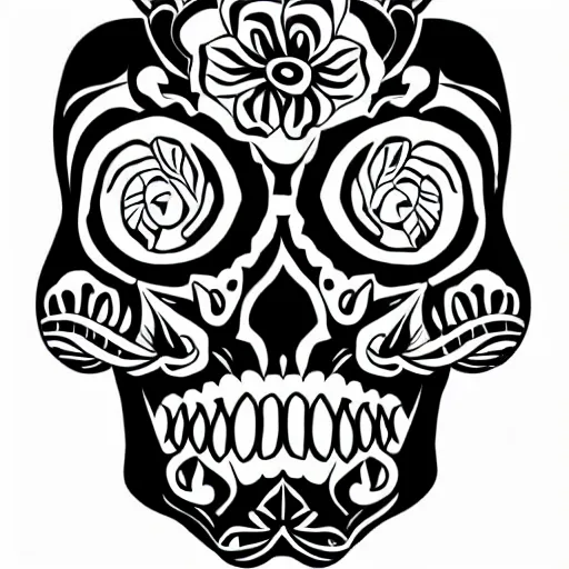 Image similar to a small vector tattoo design. art deco sugar skull.