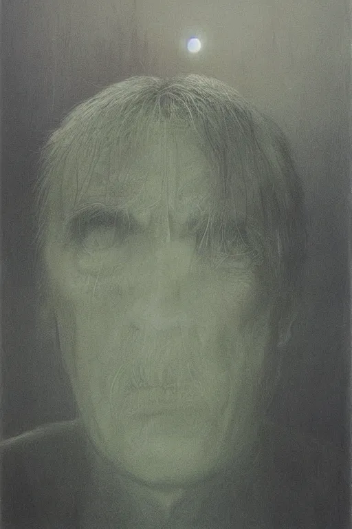 Prompt: portrait of Terrence Malick by Zdzislaw Beksinski
