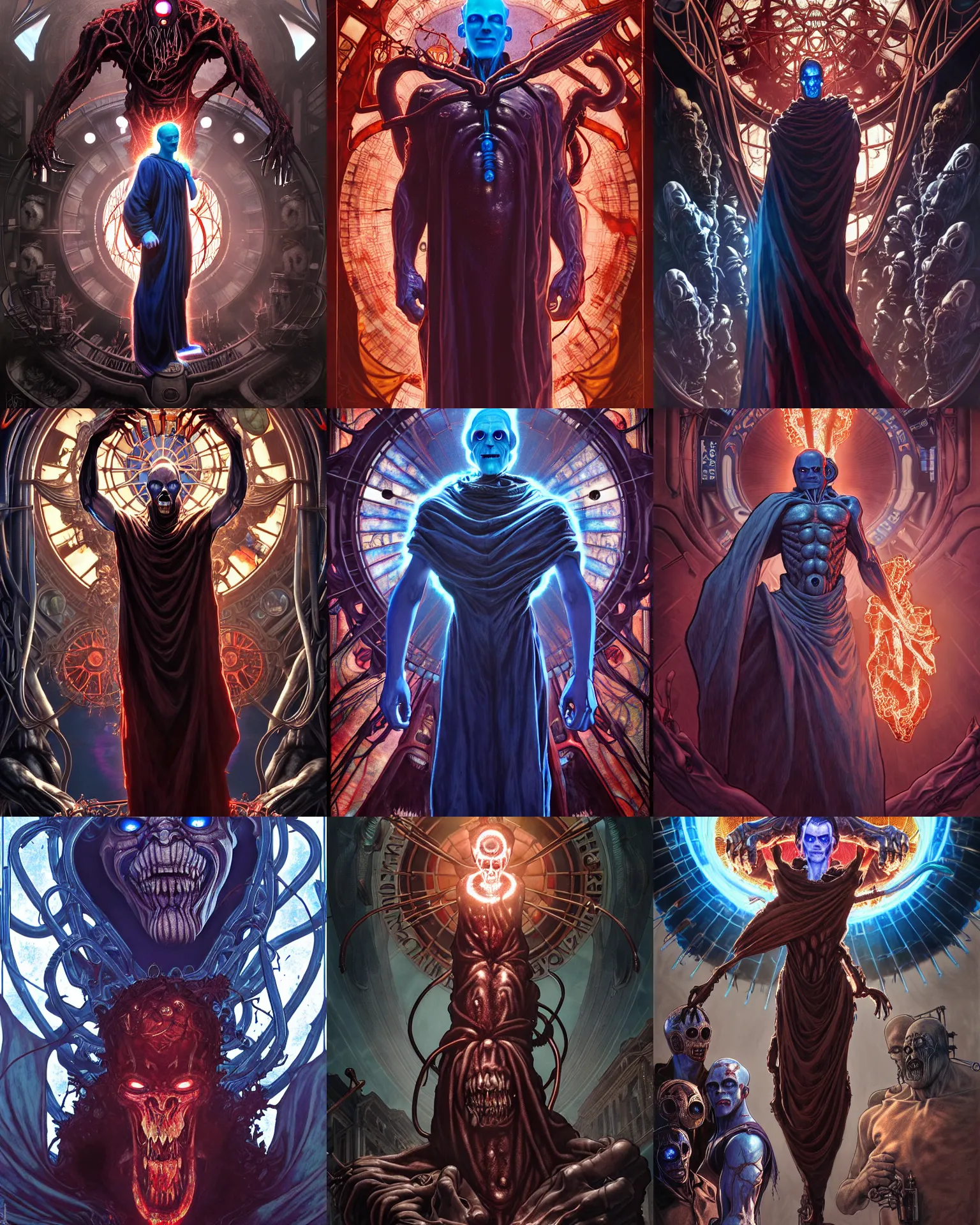 Prompt: the platonic ideal of bioshock infinite of cletus kasady ultimate carnage thanos dementor doctor manhattan chtulu nazgul, detailed, intricate, hyperrealism, intense, scary, decay, dmt, art by brock hofer and artgerm and greg rutkowski and alphonse mucha