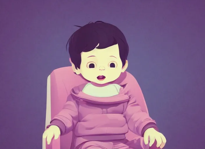 Image similar to a happy baby sitting in an armchair. clean cel shaded vector art. shutterstock. behance hd by lois van baarle, artgerm, helen huang, by makoto shinkai and ilya kuvshinov, rossdraws, illustration, art by ilya kuvshinov