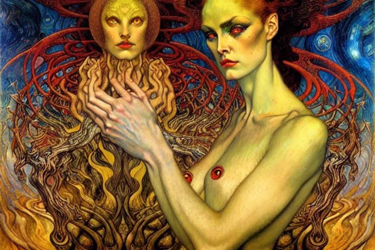 Image similar to Divine Chaos Engine by Karol Bak, Jean Delville, William Blake, Gustav Klimt, and Vincent Van Gogh, symbolist, visionary