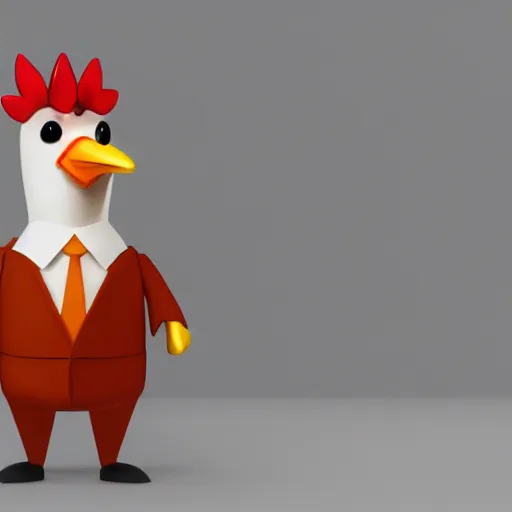 Image similar to a high quality photo of an antropomorphic chicken wearing a suit, 8k, digital art