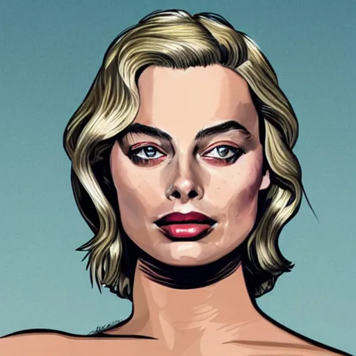 Prompt: An illustration of margot robbie by andre ducci