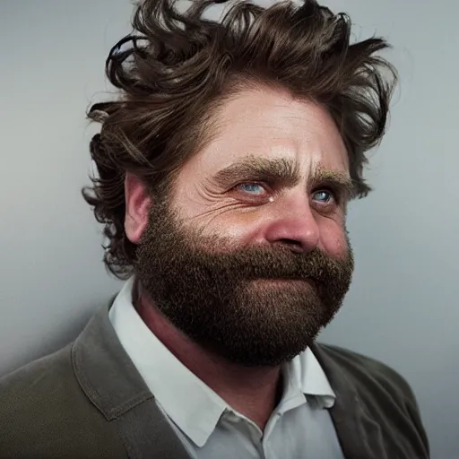 Image similar to hyperrealistic zach galifianakis evaporating into dust in the wind, stunning 3 d render inspired by istvan sandorfi & greg rutkowski & mike judge, perfect symmetry, dim volumetric cinematic lighting, 8 k octane comprehensive render, extremely mega hyper - detailed and lifelike attributes & atmosphere, intricate, realistic flesh texture, masterpiece, artstation, stunning,