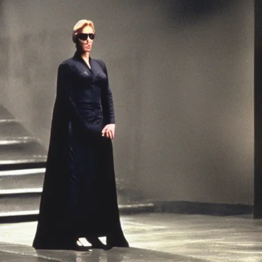 Image similar to Gillian Anderson as Trinity in the Matrix