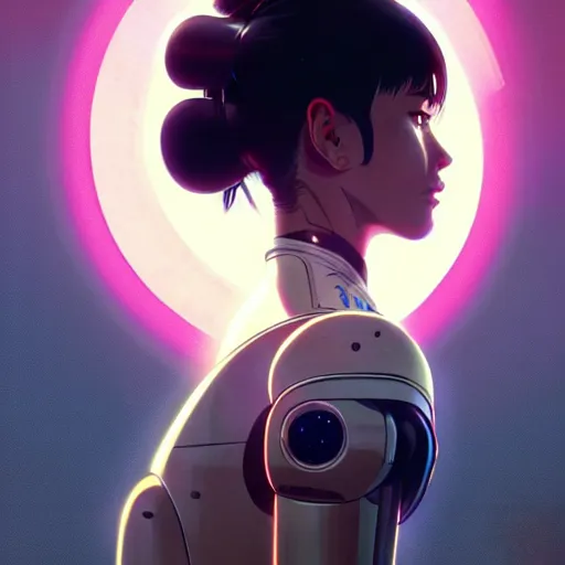 Image similar to side portrait scifi cyborg girl with robotic parts and spacesuit | | head only in center of image, audrey plaza, fine detail!! anime!! realistic shaded lighting!! poster by ilya kuvshinov katsuhiro otomo ghost - in - the - shell, magali villeneuve, artgerm, jeremy lipkin and michael garmash and rob rey