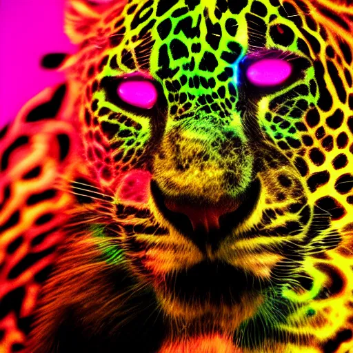 Image similar to a neon cyberpunk jaguar