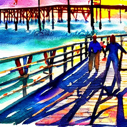 Image similar to Sunbathers on the pier. San Francisco. Watercolor