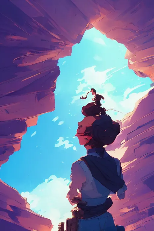 Image similar to looking up into the sky i see an anxious reflection of myself behance hd artstation by jesper ejsing, by rhads, makoto shinkai and lois van baarle, ilya kuvshinov, ossdraws, that looks like it is from borderlands and by feng zhu and loish and laurie greasley, victo ngai, andreas rocha