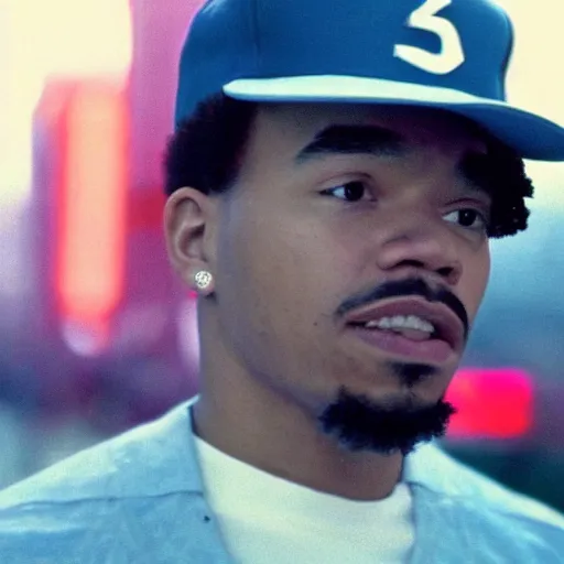 Image similar to a cinematic film still of Chance The Rapper starring in Blue Streak (1999), shallow depth of field