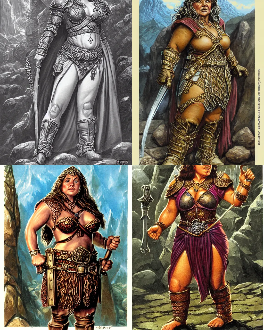 Prompt: female dwarven noblewoman, plump short stature, by jeff easley