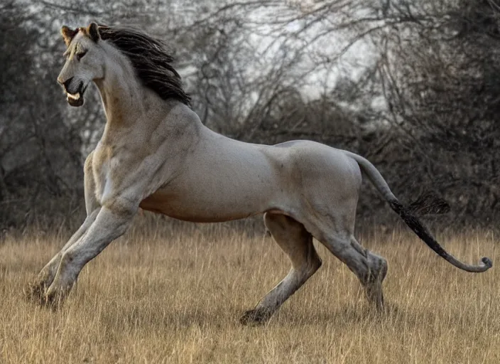 Prompt: a horse with a lions body