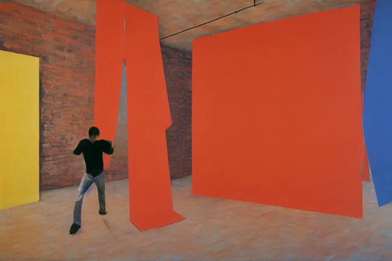Image similar to large scale painting by ivan serpa and helio oiticica, high resolution art scan, well lit