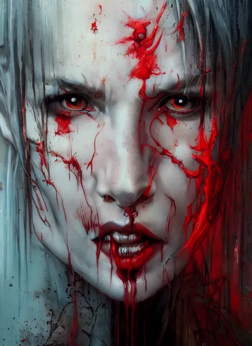 Prompt: a Demon Slayer portrait of a Vampire, tall, pale-skinned, slender with red eyes by Stanley Artgerm, Tom Bagshaw, Arthur Adams, Carne Griffiths, trending on Deviant Art, street art, face enhance, chillwave, maximalist, full of color, glittering