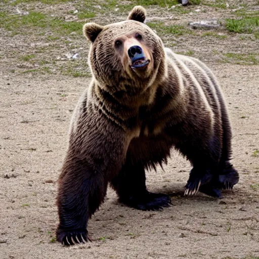 Prompt: levitating grizzly bear
