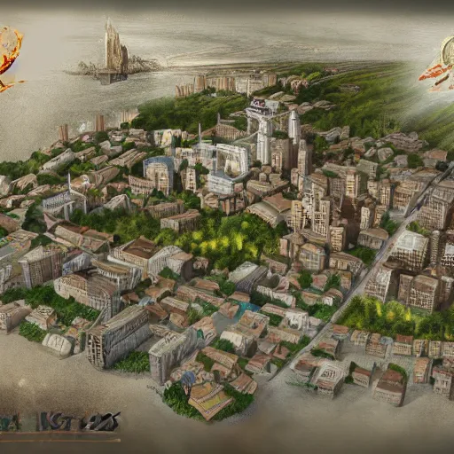 Prompt: city of Kitezh, concept art, photo of Breeze Kaze,