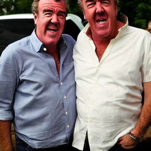 Prompt: Jeremy Clarkson with a mouth shaped as a horn.