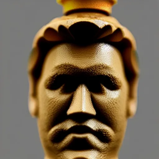 Image similar to photograph of a realistic chess king piece. it has magnus carlsen's face!