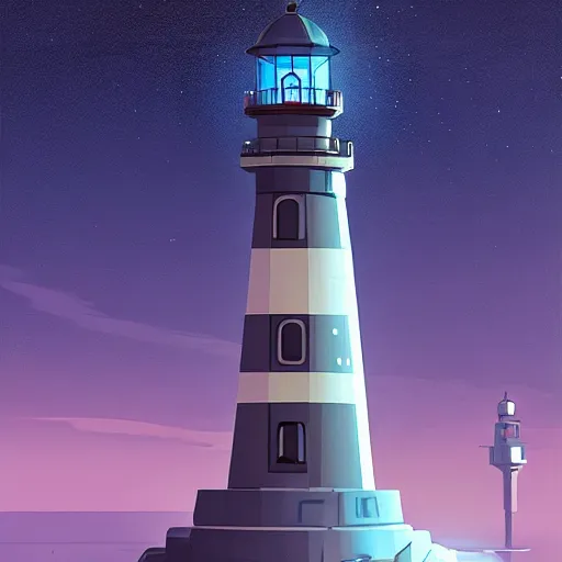 Prompt: lighthouse in space, digital art, artstation, devinart, light colors,