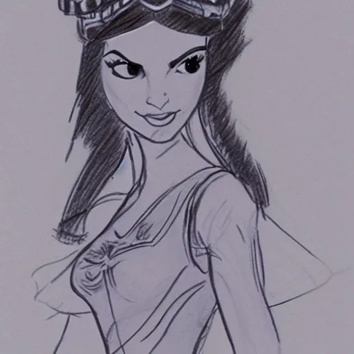 Image similar to milt kahl sketch of victoria justice as princess padme from star wars episode 3