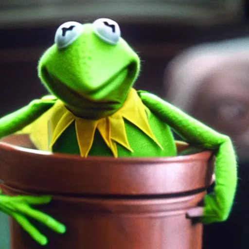 Image similar to kermit the frog in the sopranos, 4k, high detail, high-resolution photograph, professional photography, ultra-detail