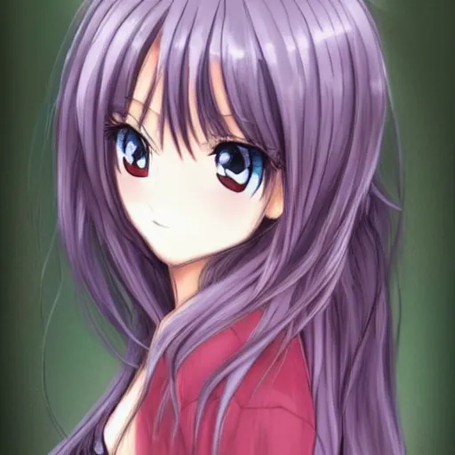 Image similar to a portrait of a beautiful anime girl, long hair