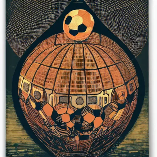 Prompt: illustration of football ball, by artgem, da vinci and victo ngai