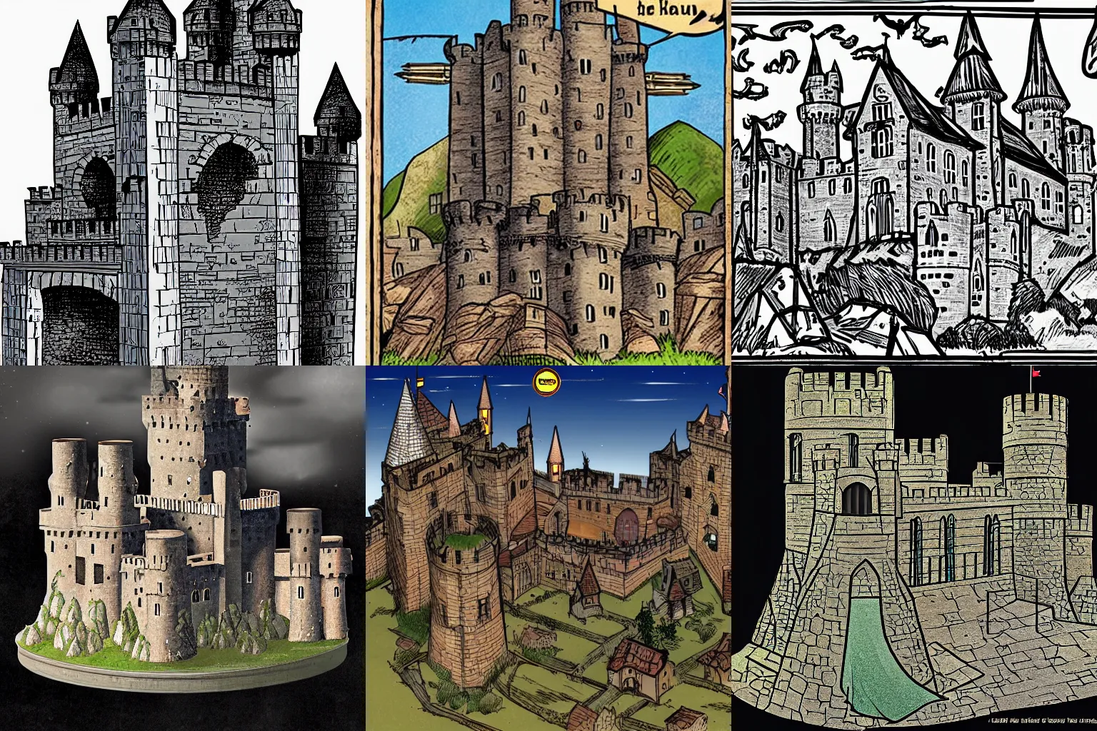 Prompt: medieval castle, by dc comics