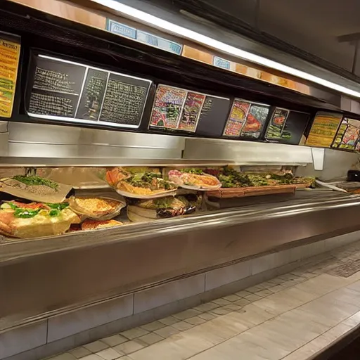 Image similar to “ Subway restaurant, 4K”