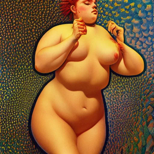 Image similar to they told you too fat, gerald brom, paul signac, trending on artstation,