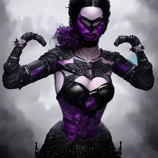 Prompt: actionism, soft painting curiosities carnival, beautiful cat woman in full gothic armor, symmetry accurate features, focus, very intricate ultrafine details, black white purple volumetric clouds, award winning masterpiece, octane render 8 k hd, tom bagshaw artstyle